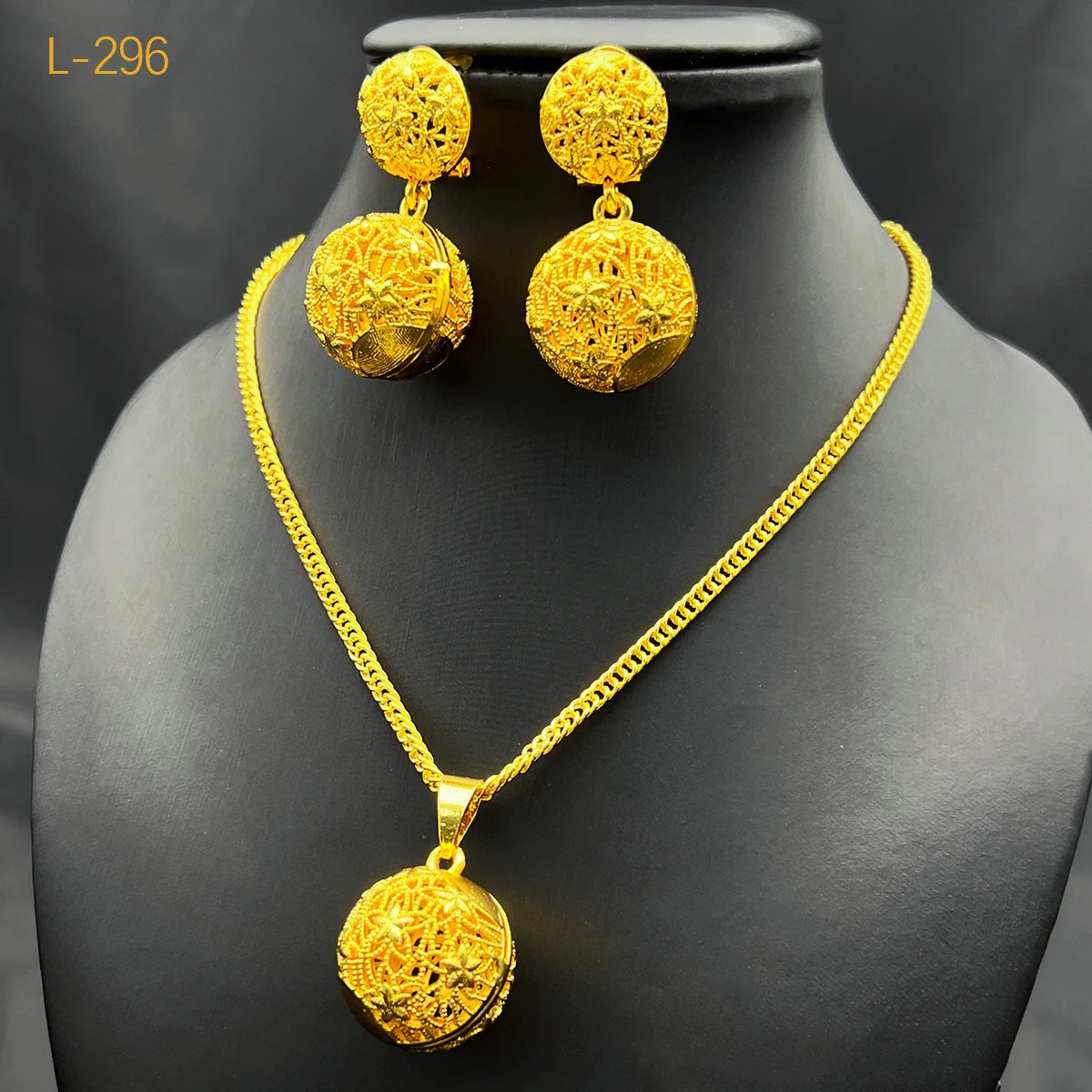 MADLIN Ball 24k Gold Necklace Earrings Sets Nigerian Wedding Party Gifts