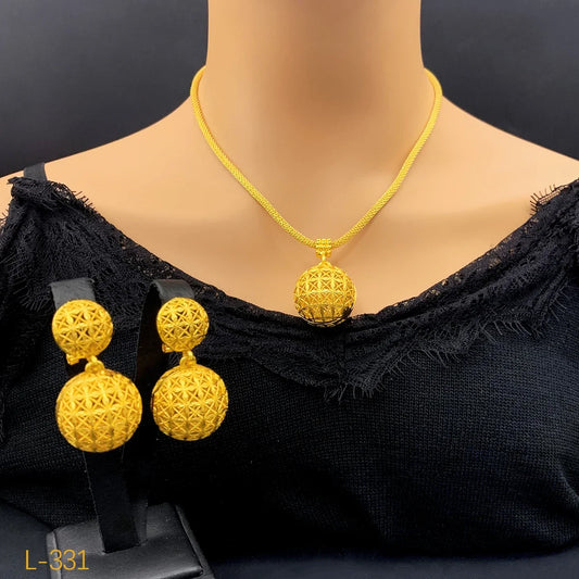 MADLIN Ball 24k Gold Necklace Earrings Sets Nigerian Wedding Party Gifts