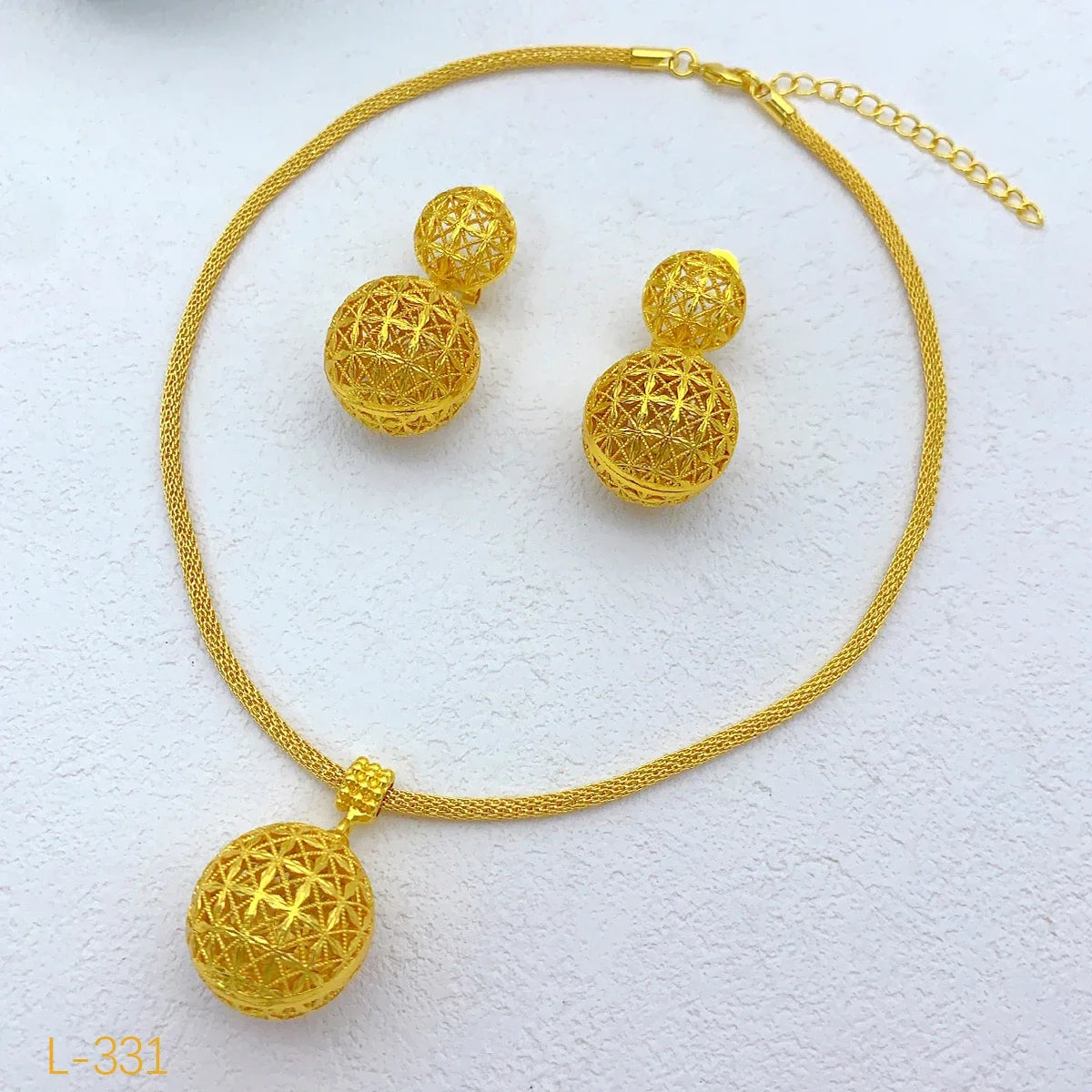 MADLIN Ball 24k Gold Necklace Earrings Sets Nigerian Wedding Party Gifts