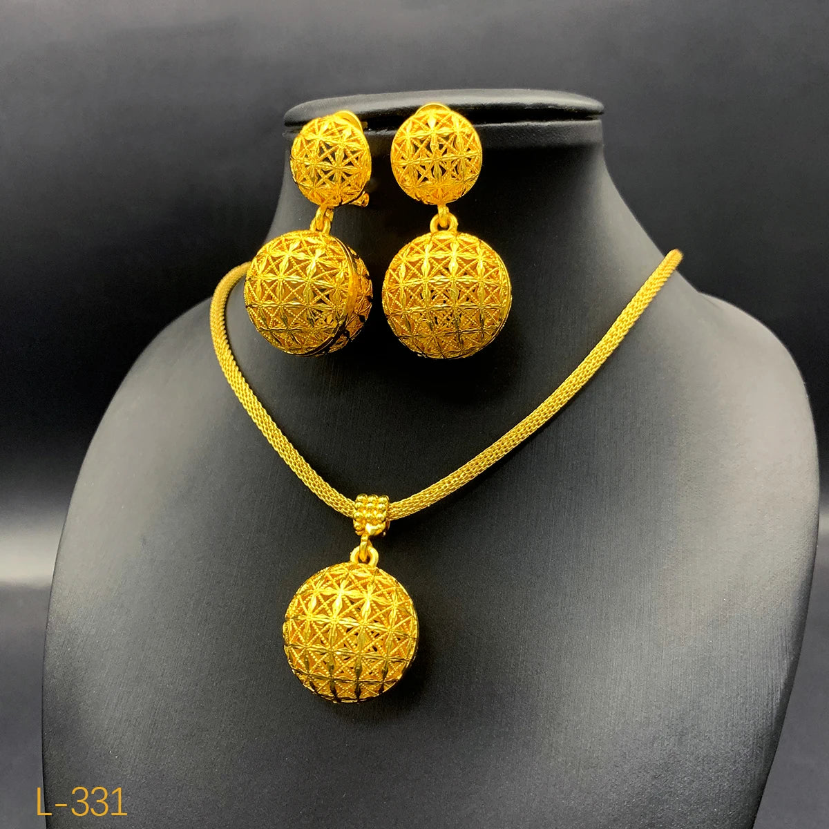 MADLIN Ball 24k Gold Necklace Earrings Sets Nigerian Wedding Party Gifts